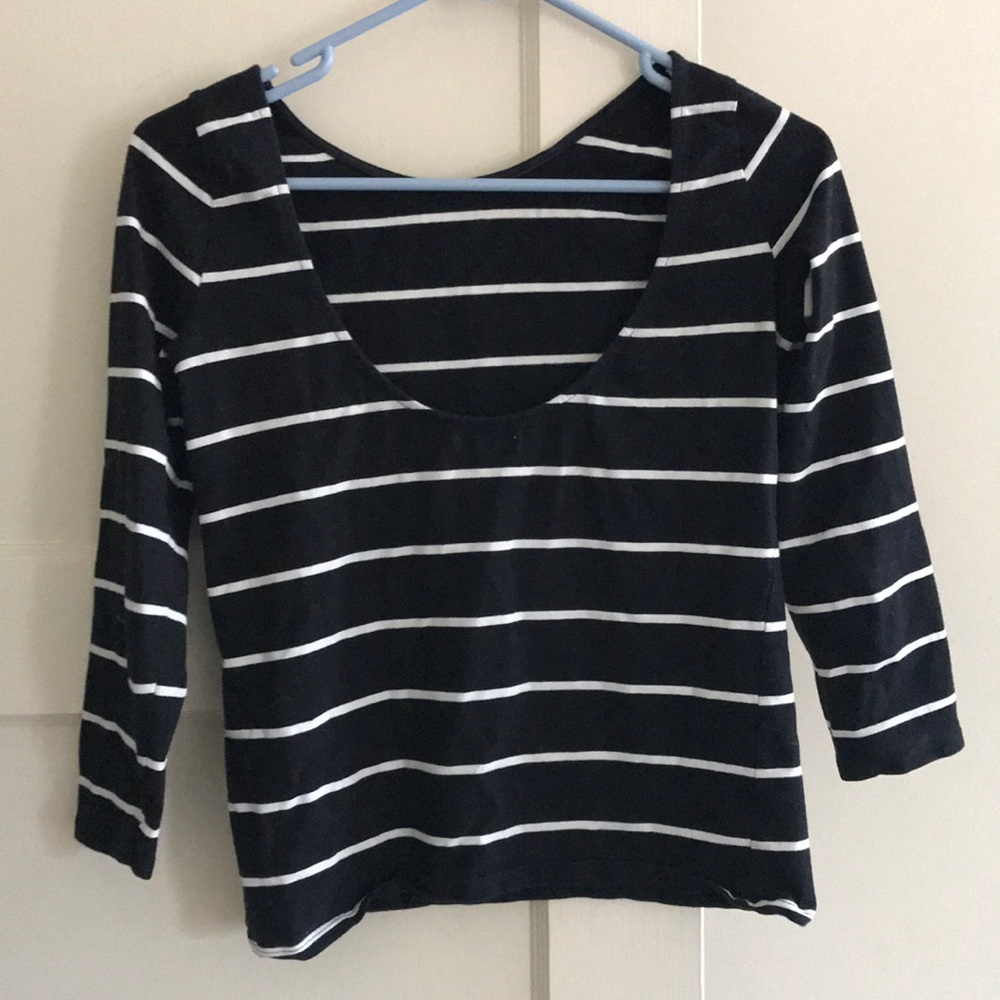 Wide neck striped top